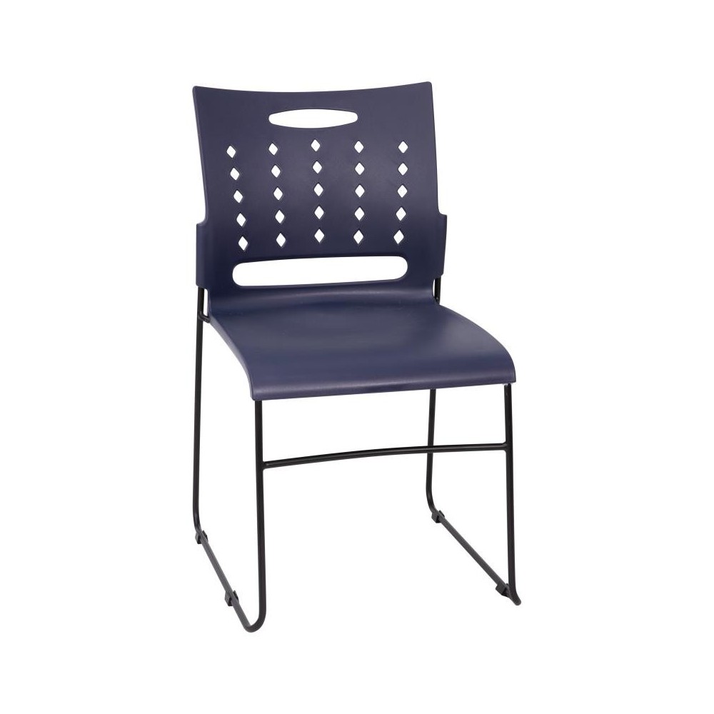 Flash Furniture HERCULES Series Navy Plastic Stack Chair RUT-2-NVY-BK-GG