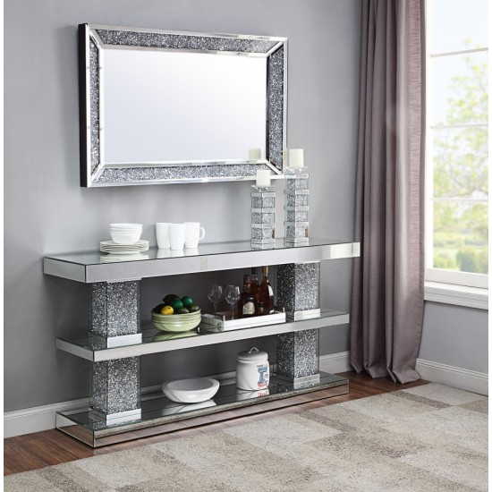 ACME Noralie Console Table, Mirrored & Faux Diamonds