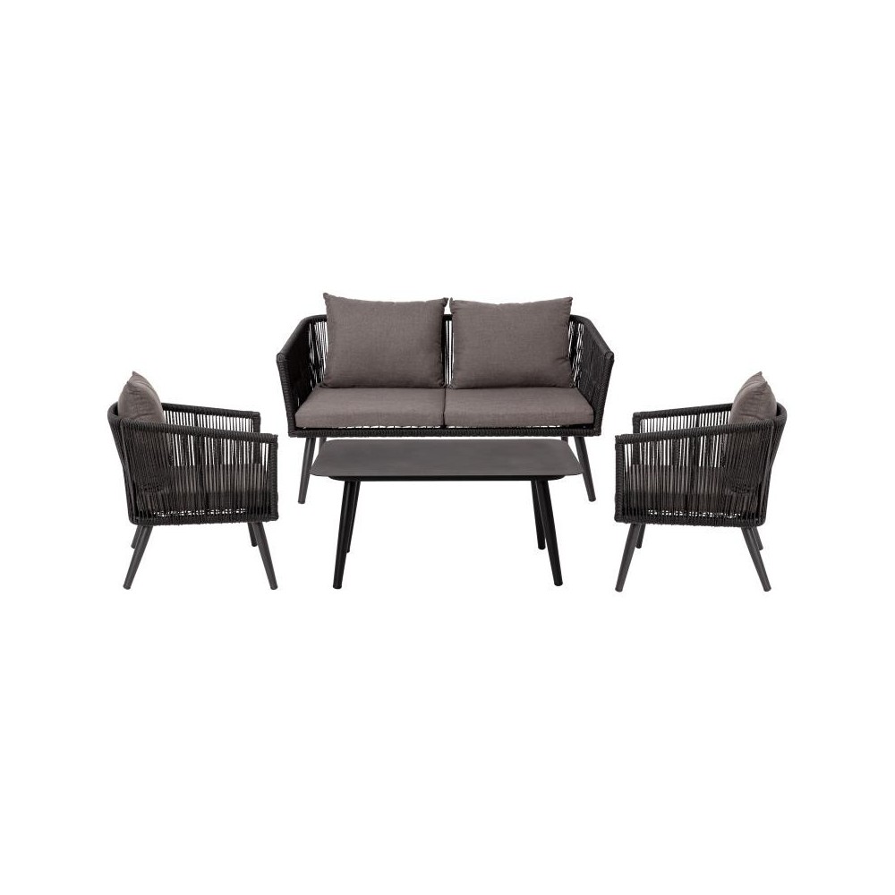 Flash Furniture Kierra Black Loveseat-2 Chair-Table SDA-AD723002-4-BK-GG