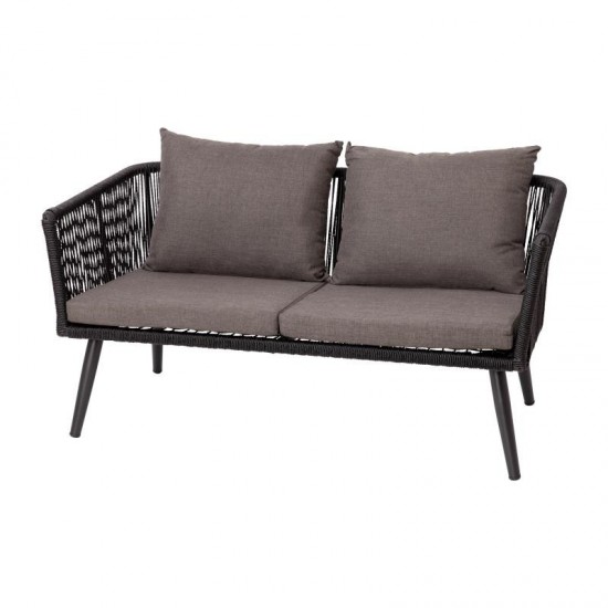 Flash Furniture Kierra Black Loveseat-2 Chair-Table SDA-AD723002-4-BK-GG