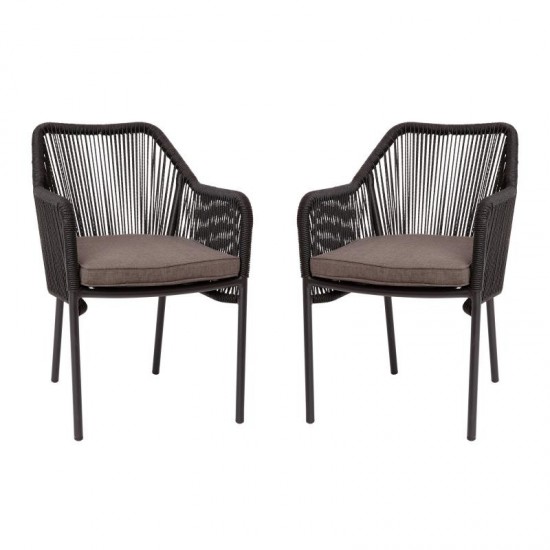 Flash Furniture Kallie Set of 2 Black Patio Chair SDA-AD892006-BK-2-GG