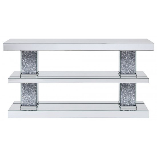 ACME Noralie Console Table, Mirrored & Faux Diamonds