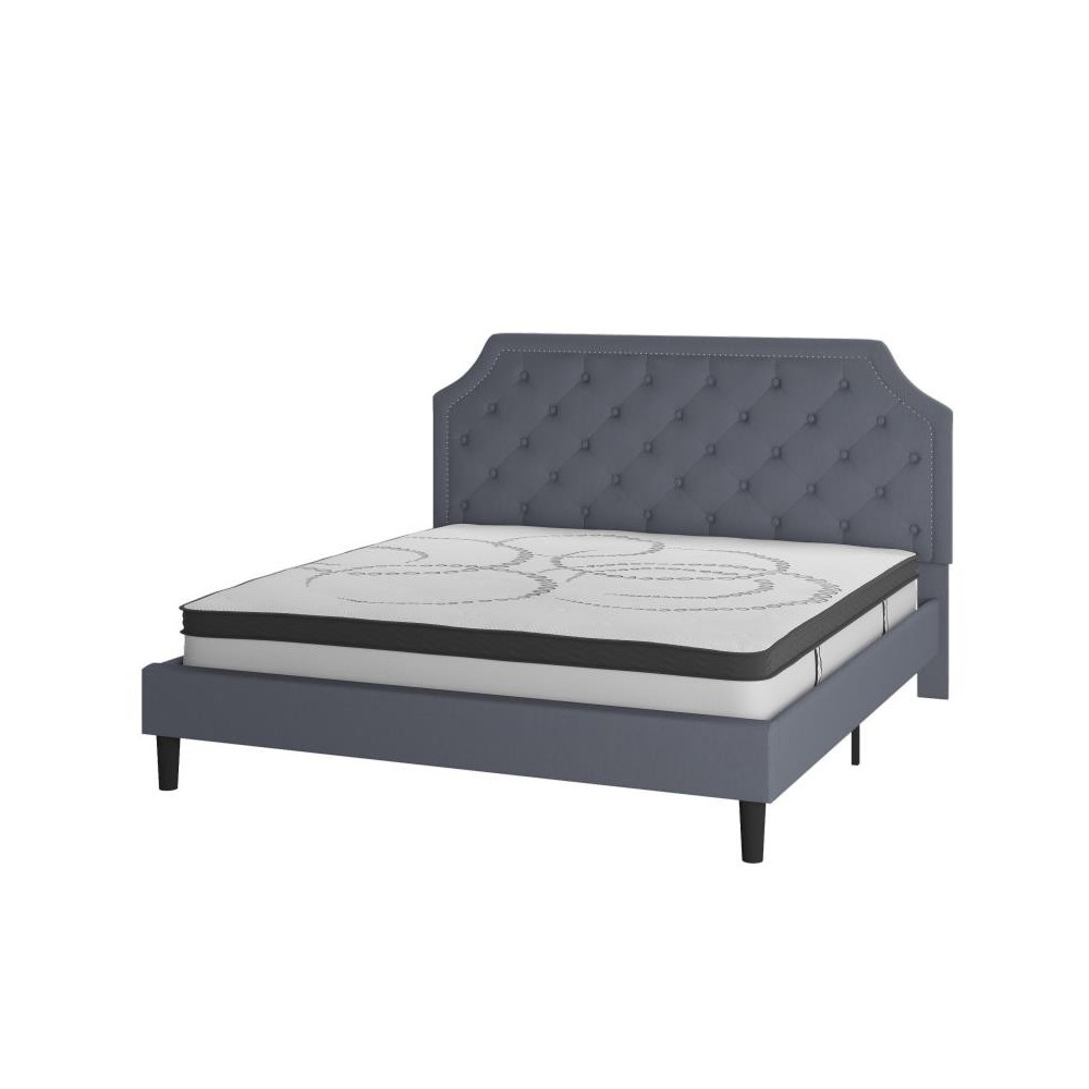 Flash Furniture Brighton King Platform Bed Set-Gray SL-BM10-12-GG