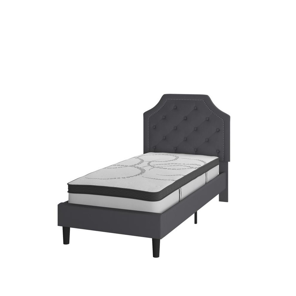 Flash Furniture Brighton Twin Platform Bed Set-Gray SL-BM10-13-GG