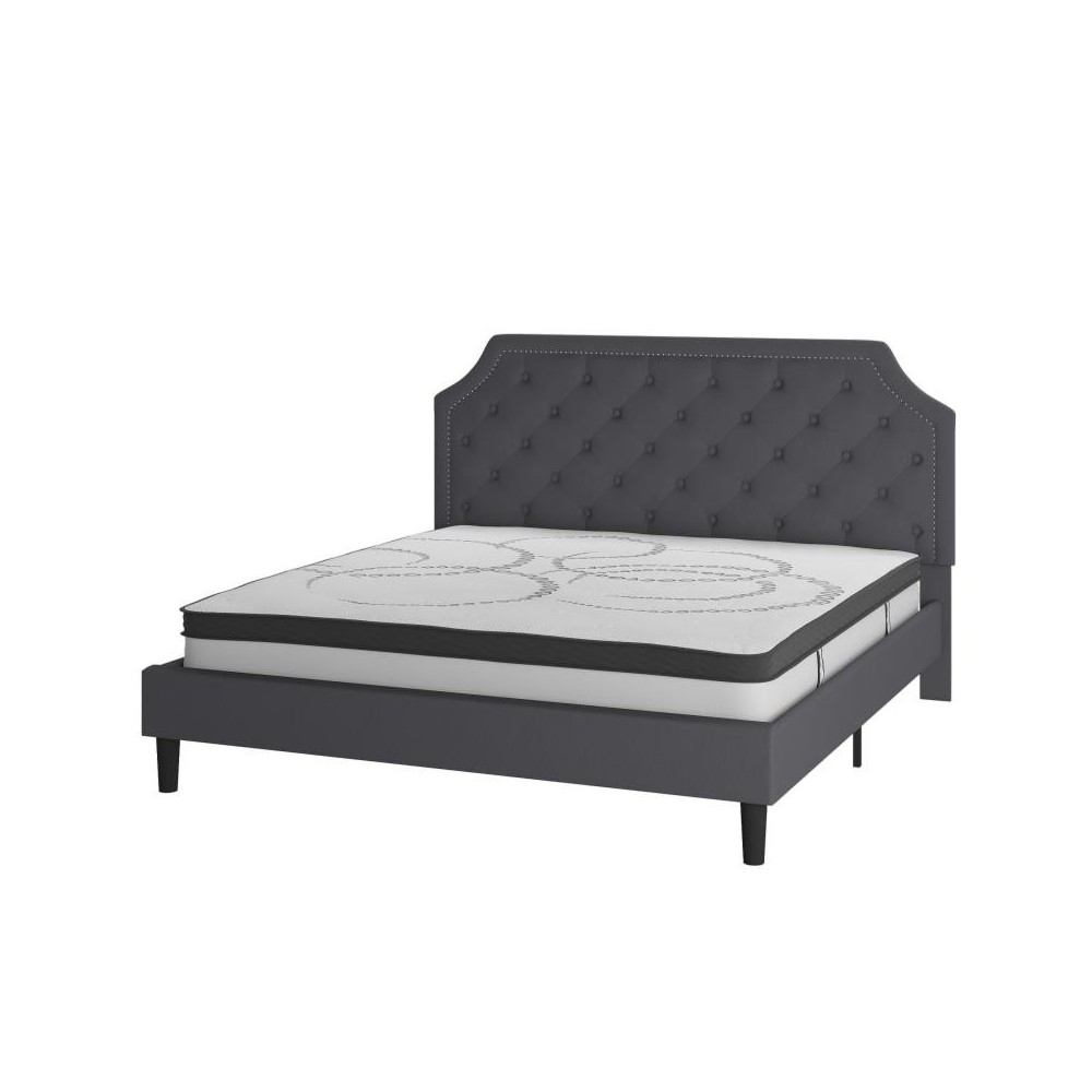 Flash Furniture Brighton King Platform Bed Set-Gray SL-BM10-16-GG