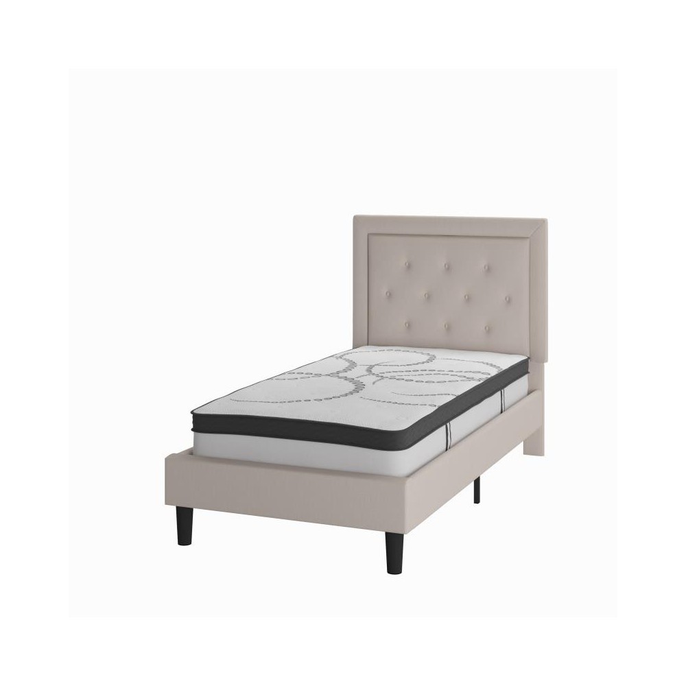 Flash Furniture Roxbury Twin Platform Bed Set-Beige SL-BM10-17-GG