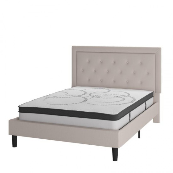 Flash Furniture Roxbury Queen Platform Bed Set-Beige SL-BM10-19-GG