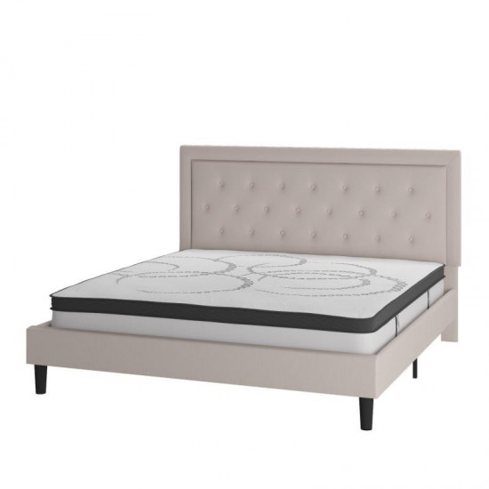 Flash Furniture Roxbury King Platform Bed Set-Beige SL-BM10-20-GG