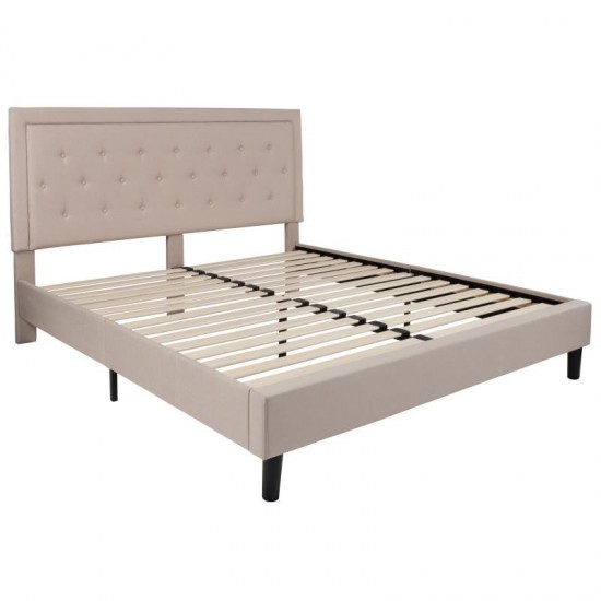 Flash Furniture Roxbury King Platform Bed Set-Beige SL-BM10-20-GG