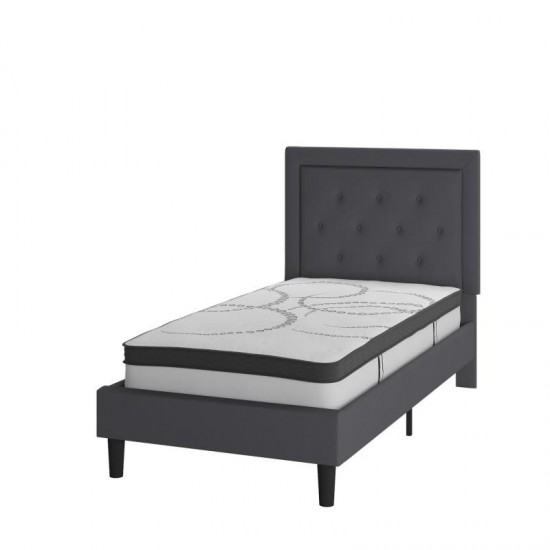 Flash Furniture Roxbury Twin Platform Bed Set-Gray SL-BM10-29-GG