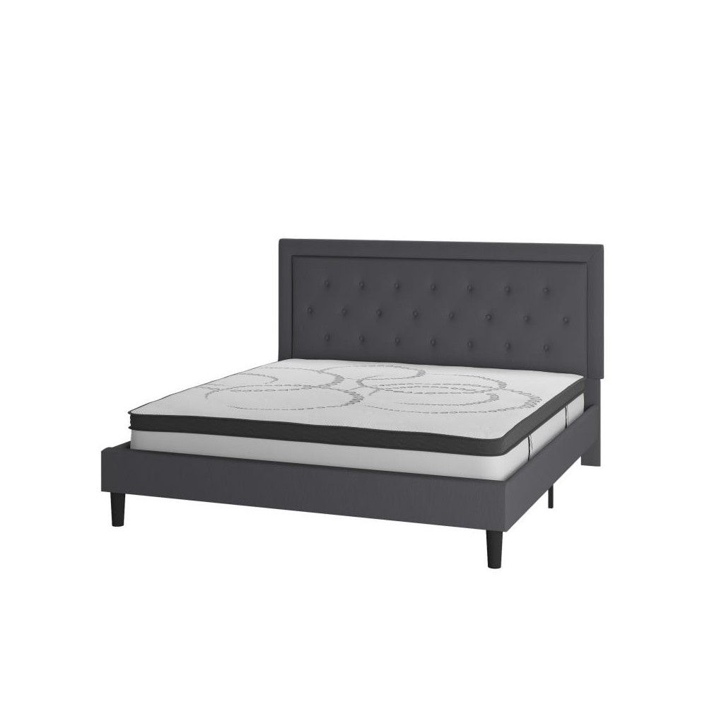 Flash Furniture Roxbury King Platform Bed Set-Gray SL-BM10-32-GG