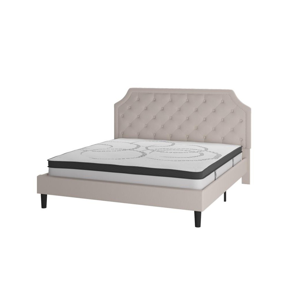 Flash Furniture Brighton King Platform Bed Set-Beige SL-BM10-4-GG