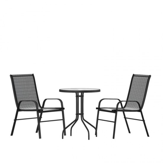 Flash Furniture Brazos 23.75" Round Black Patio Set TLH-0701303C-GG