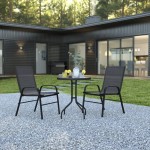 Flash Furniture Brazos 23.75" Round Black Patio Set TLH-0701303C-GG