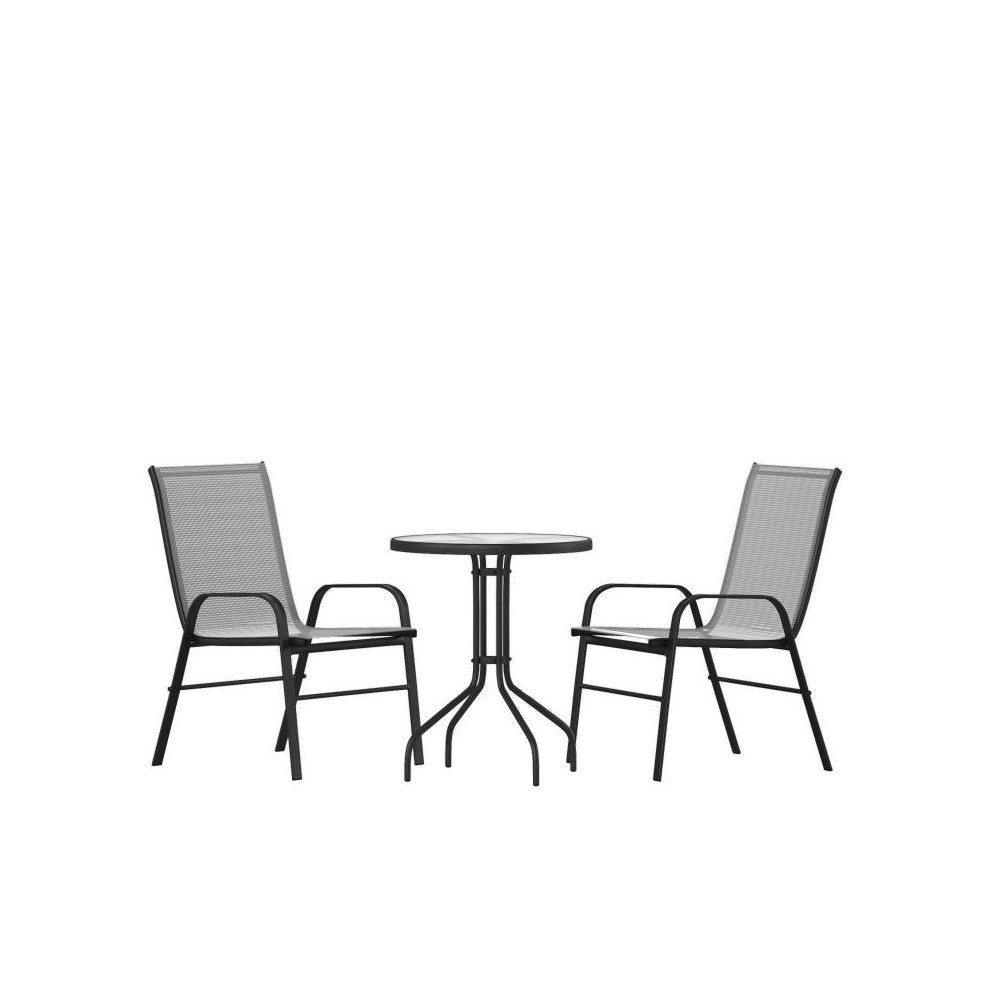 Flash Furniture Brazos 23.75" Round Gray Patio Set TLH-0701303C-GY-GG