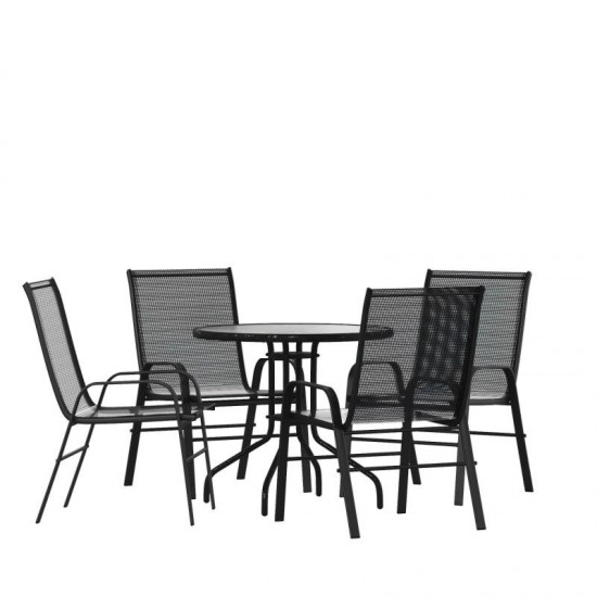 Flash Furniture Brazos 31.5" Round Black Patio Set TLH-0702303C-GG