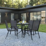 Flash Furniture Brazos 31.5" Round Black Patio Set TLH-0702303C-GG