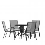 Flash Furniture Brazos 31.5" Round Gray Patio Set TLH-0702303C-GY-GG