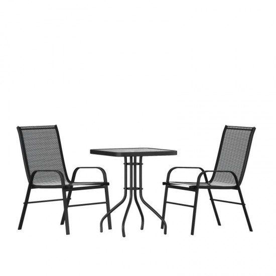 Flash Furniture Brazos 23.5" Round Black Patio Set TLH-073A1303C-GG