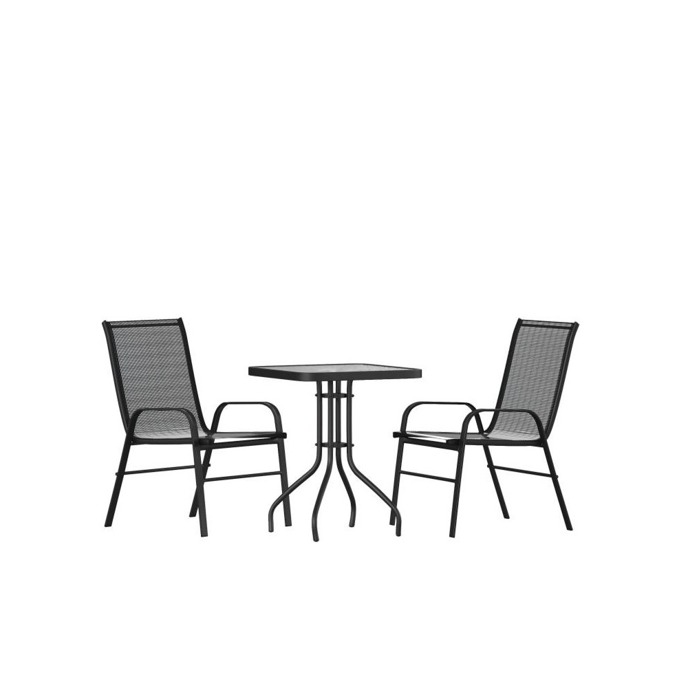 Flash Furniture Brazos 23.5" Round Black Patio Set TLH-073A1303C-GG