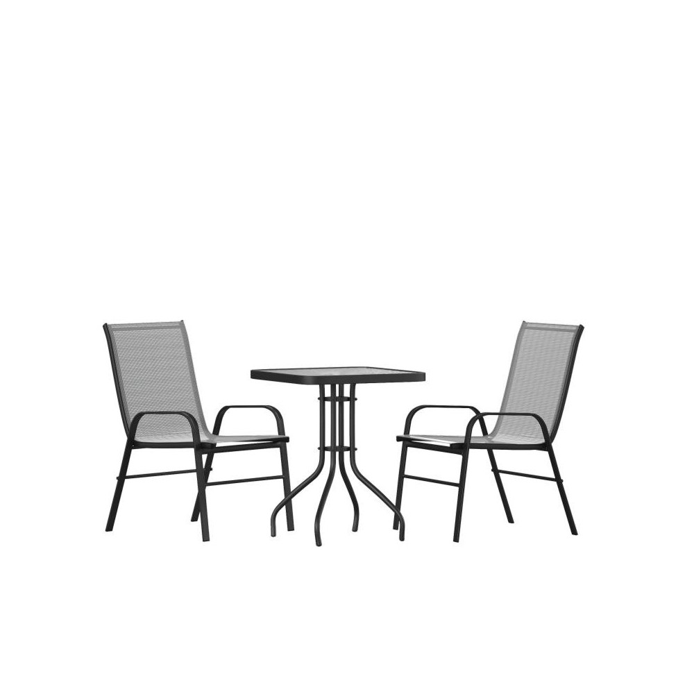 Flash Furniture Brazos 23.5" Round Gray Patio Set TLH-073A1303C-GY-GG Flash Furniture Brazos 23.5" Round Gray Patio Set TLH-073A1303C-GY-GG
