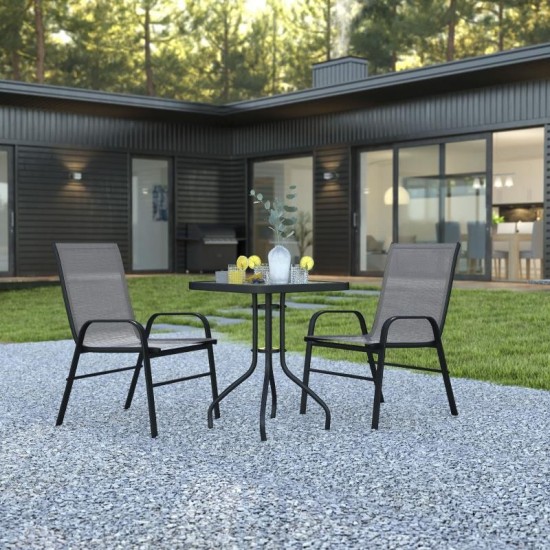 Flash Furniture Brazos 23.5" Round Gray Patio Set TLH-073A1303C-GY-GG