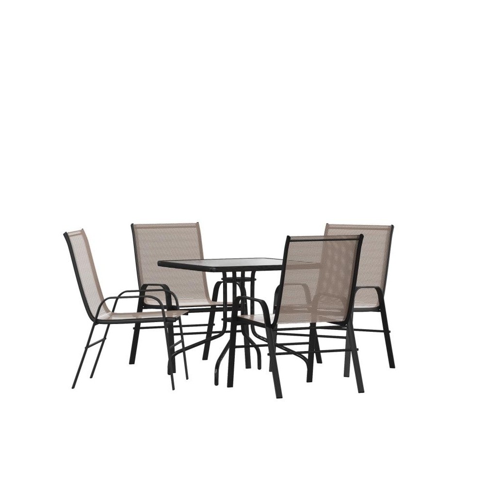 Flash Furniture Brazos 31.5" Square Brown Patio Set TLH-073A2303C-BN-GG