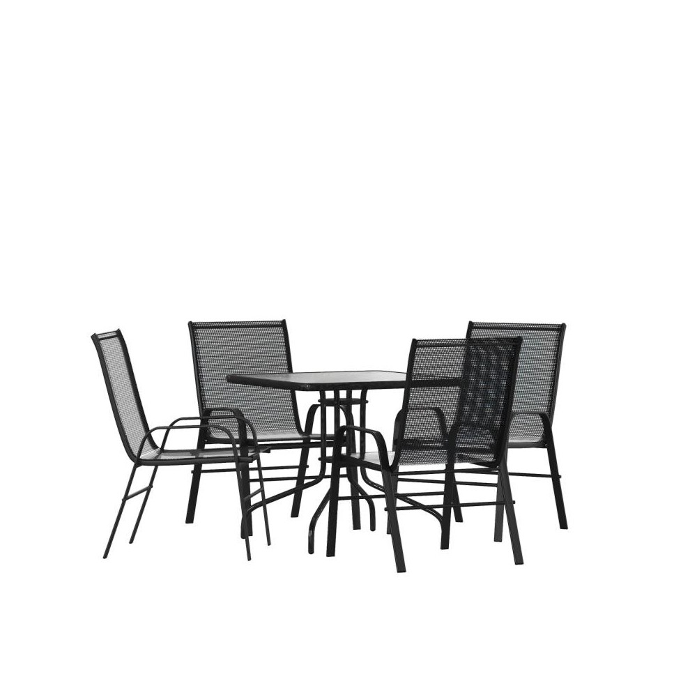 Flash Furniture Brazos 31.5" Square Black Patio Set TLH-073A2303C-GG