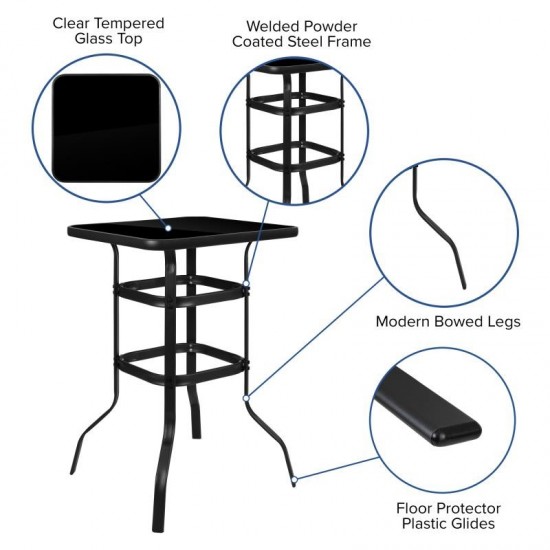 Flash Furniture Brazos Gray Glass Bar Patio Table Set TLH-073H092H-GR-GG