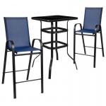 Flash Furniture Brazos Navy Glass Bar Patio Table Set TLH-073H092H-NV-GG