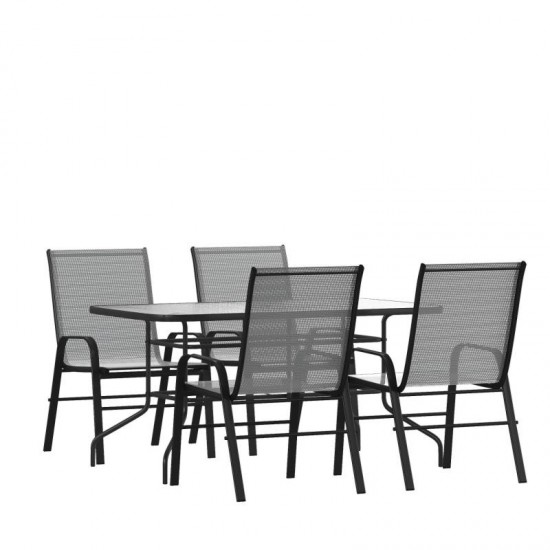 Flash Furniture Brazos 31.5x55 Gray Patio Table Set TLH-089REC-303CGY4-GG