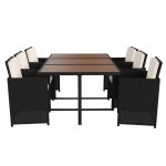 Flash Furniture Peregrine 7 PC Natural/Black Patio Set TW-3WBE00-NAT-GG