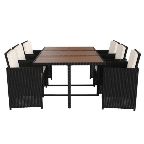 Flash Furniture Peregrine 7 PC Natural/Black Patio Set TW-3WBE00-NAT-GG