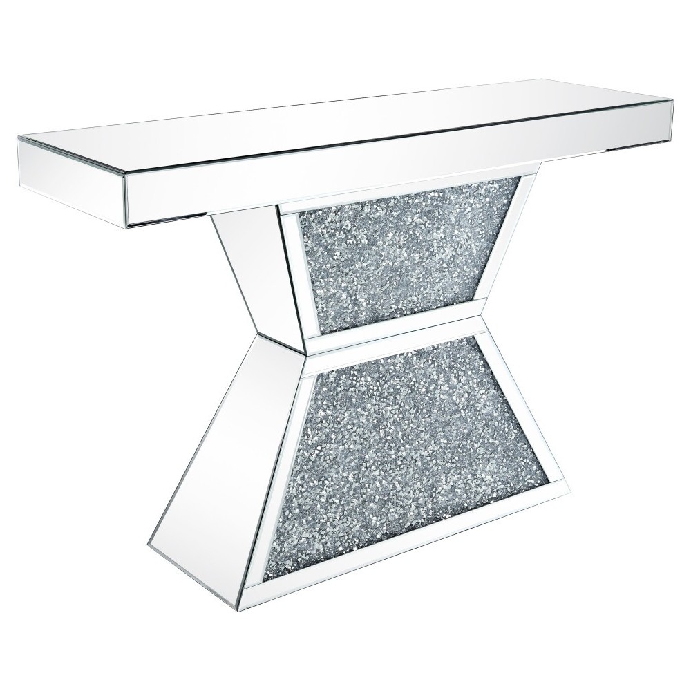 ACME Noralie Console Table, Mirrored & Faux Diamonds