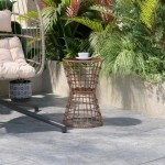 Flash Furniture Devon Natural Rattan Patio Table TW-VN015-16-NAT-GG