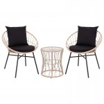 Flash Furniture Devon 3 PC Tan/Black Rattan Set TW-VN017-18-TAN-BK-GG