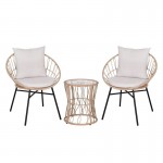 Flash Furniture Devon 3 PC Tan/Light Gray Rattan Set TW-VN017-18-TAN-GG