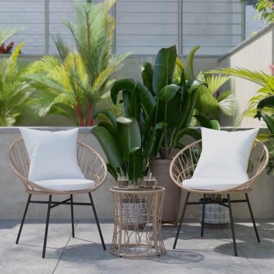 Flash Furniture Devon 3 PC Tan/Light Gray Rattan Set TW-VN017-18-TAN-GG
