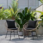 Flash Furniture Devon 2PK Tan Rope Chair-BLK Cushion TW-VN017-TAN-BK-GG