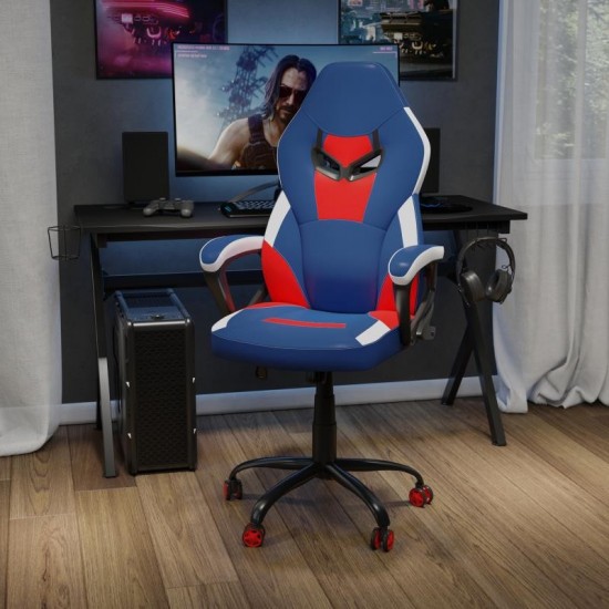 Flash Furniture Stone Red & Blue Swivel Gaming Chair UL-A075-BL-GG