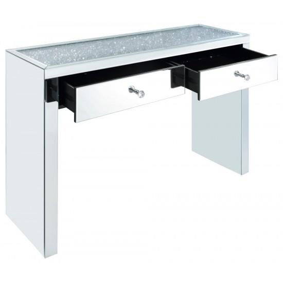 ACME Noralie Console Table, Mirrored & Faux Diamonds