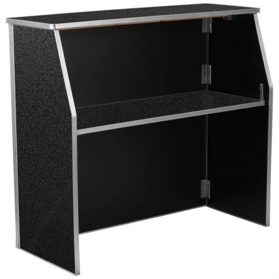 Flash Furniture Amara 4' Black Marble Foldable Bar XA-BAR-48-MAR-GG