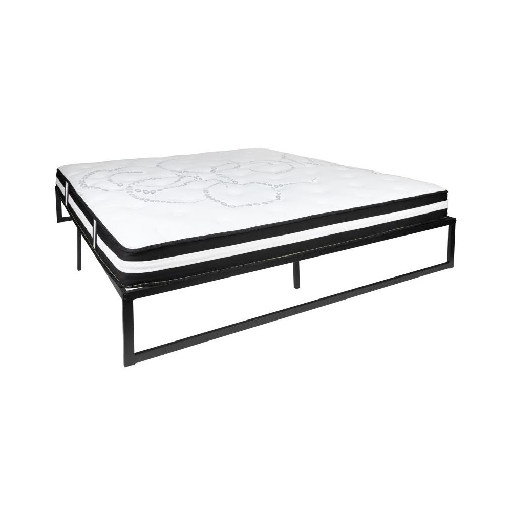 Flash Furniture Louis King Bed Frame & Mattress Set XU-BD10-12PSM-K-GG