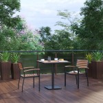 Flash Furniture Lark 3 PC Faux Teak Patio Table Set XU-DG-104560062-GG