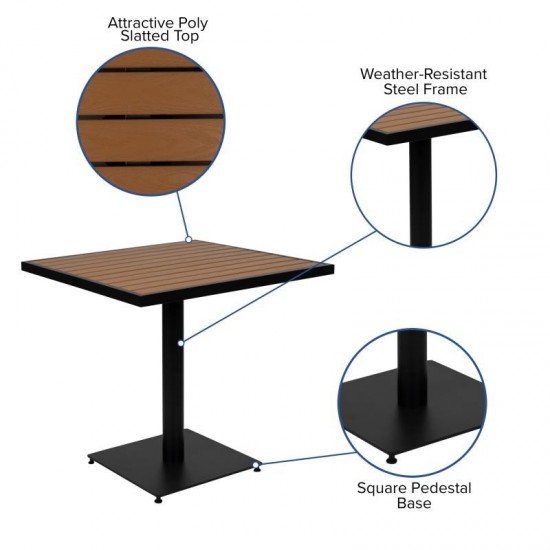 Flash Furniture Lark 5 PC Faux Teak Patio Table Set XU-DG-104560064-GG