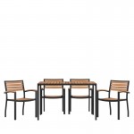 Flash Furniture Lark Faux Teak Patio Table-4 Chair XU-DG-304860064-GG