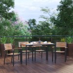 Flash Furniture Lark Faux Teak Patio Table-4 Chair XU-DG-304860064-GG