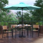 Flash Furniture Lark Table-4 Chair-Umbrella & Base XU-DG-304860064-UB19BTL-GG