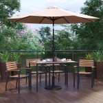 Flash Furniture Lark Table-4 Chair-Umbrella & Base XU-DG-304860064-UB19BTN-GG