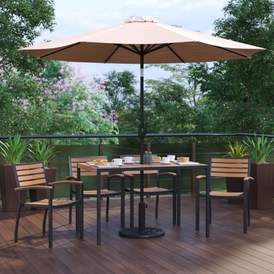 Flash Furniture Lark Table-4 Chair-Umbrella & Base XU-DG-304860064-UB19BTN-GG